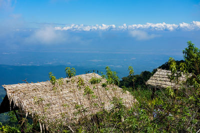 Scenic view of sea against blue sky