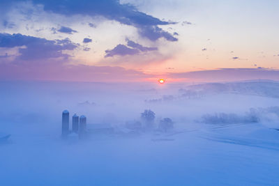 Scenic view of landscape against sky during sunset