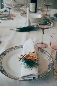 Close up of table setting for new years eve