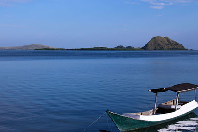 Scenic view of sea against blue sky