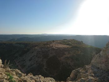 Scenic view of mountains against clear sky