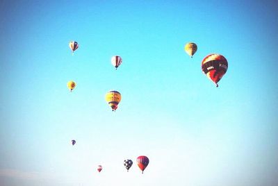 Low angle view of hot air balloons