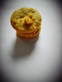 Close-up of cake against white background