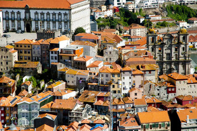 High angle view of buildings in city