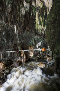 Stream flowing through rocks in forest