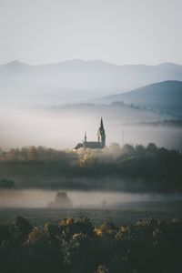 Scenic view of mountains against sky