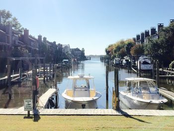 Boats in harbor