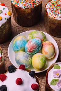 Easter cakes and painted eggs. spring holiday. high quality photo