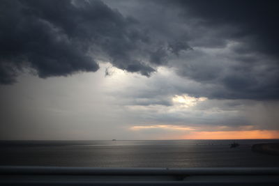 Scenic view of sea against sky at sunset