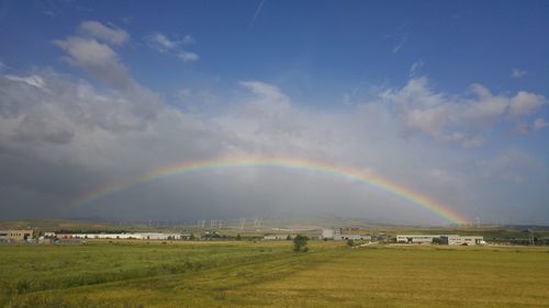 Panoramic view of field against sky