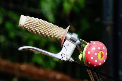 Close-up of bicycle on plant