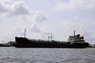 Nautical vessel on sea against sky