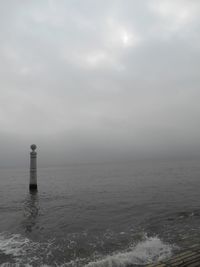 Lighthouse by sea against sky