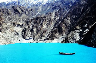 Boat in blue water