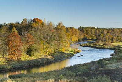 Scenic view of river and trees against sky