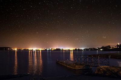 Scenic view of sea against sky at night