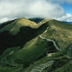 Scenic view of green landscape against sky