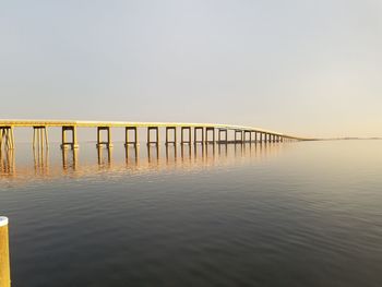 Pier over sea against clear sky