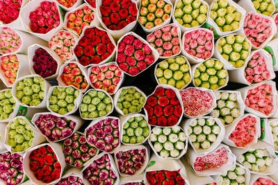 Full frame shot of multi colored fruits for sale in market