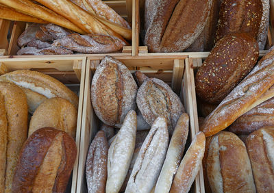 Full frame shot of breads in market for sale