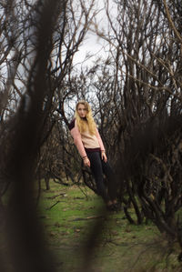 Portrait of woman in forest