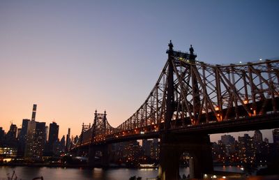 View of suspension bridge in city