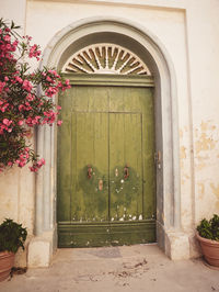 Closed door of building