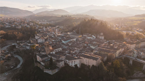 Aerial view of the medieval village of pergola