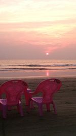 View of beach against sky during sunset