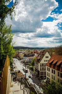 Town in city against sky