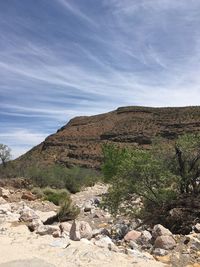 Scenic view of rocky mountains against sky