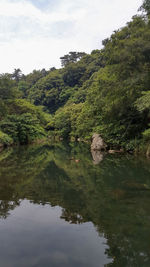 Scenic view of lake against sky