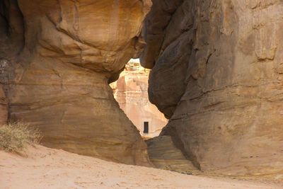 View of rock formations in desert