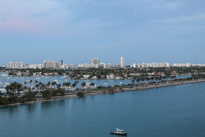 Miami scenic view of sea and buildings against sky