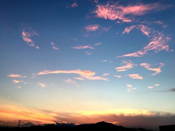Low angle view of sky at sunset