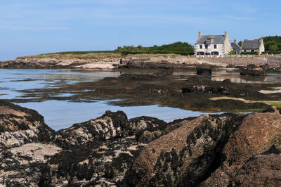 View of castle on coast