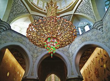 Low angle view of ceiling in temple