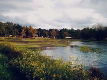 Scenic view of lake against sky