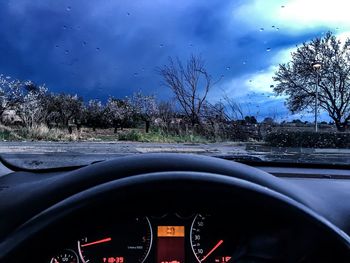 Road seen through car windshield