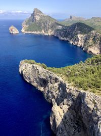 High angle view of rocks in sea