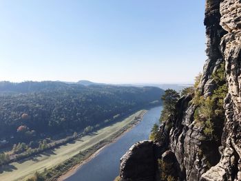 Panoramic view of landscape against clear sky