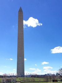 Low angle view of built structure against blue sky