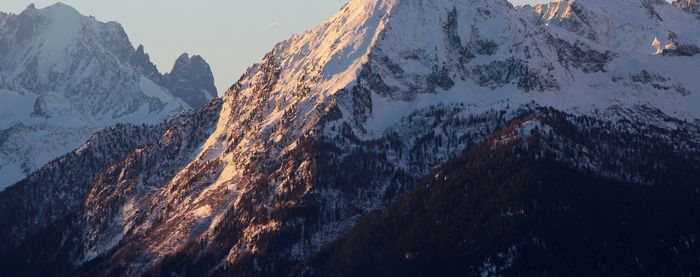 Panoramic view of snowcapped mountains against sky
