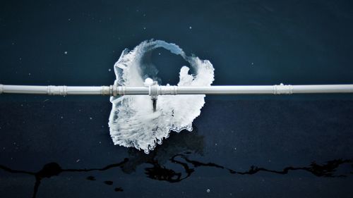 High angle view of frozen lake