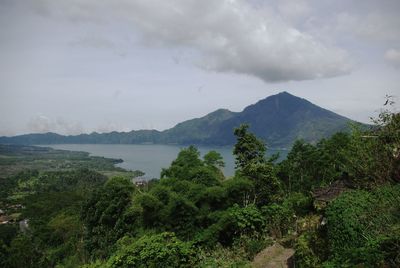 Scenic view of tree mountains against sky