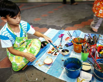 Kid learning painting drawing art concept