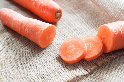 Close-up of orange slices on table