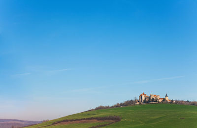 Scenic view of fort against clear blue sky