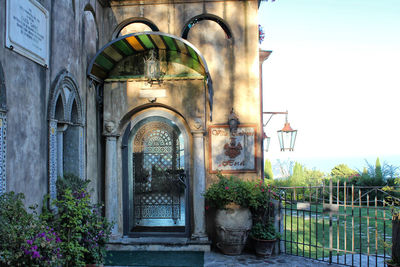 Entrance of historic building against sky