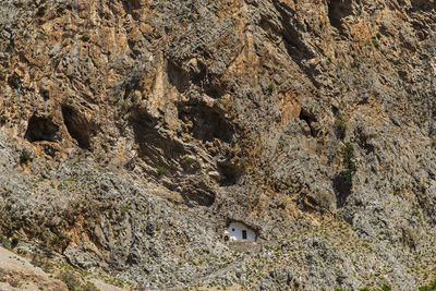 High angle view of rocks in water